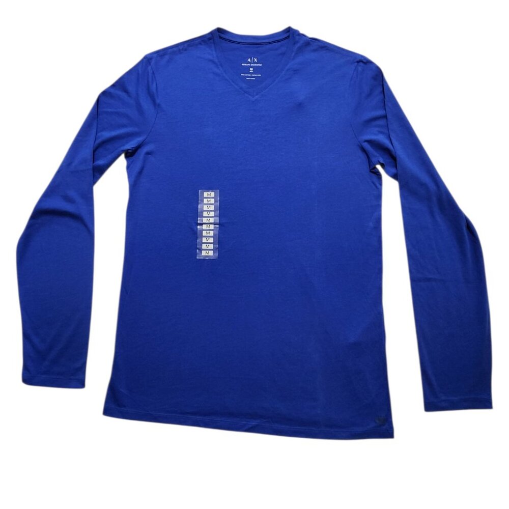 A/X Armani Exchange Men's Sleeve Long Sleeve Slim T-Shirt Solid‎ Blue Size M